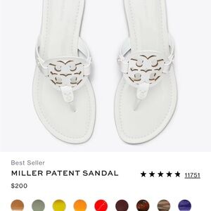 Tory Burch White Miller Patent Sandals